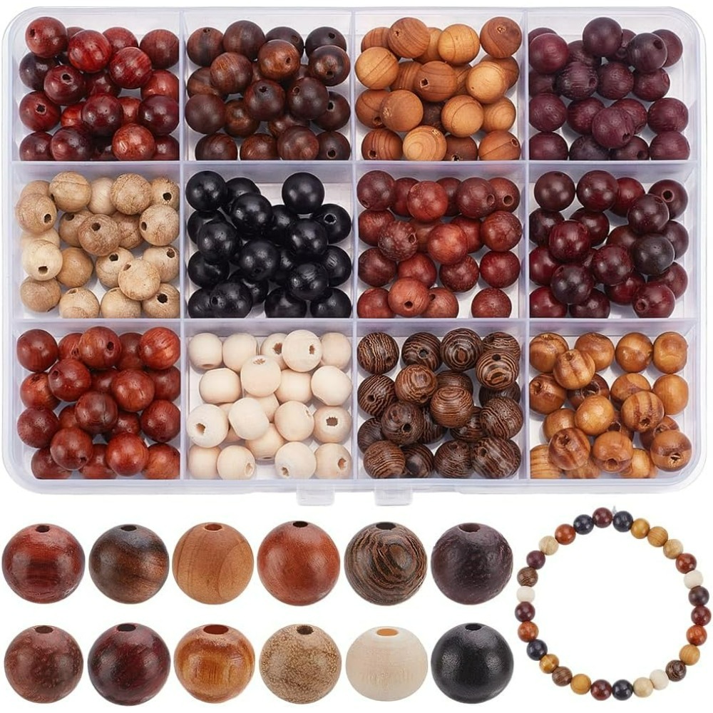 Woodworking Art - 240Pcs 12 Colors Wood Round Beads