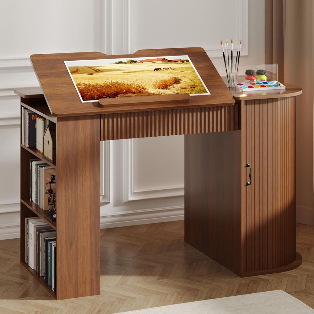 Woodworking Art - Storage Cabinet Desk with Shelves for