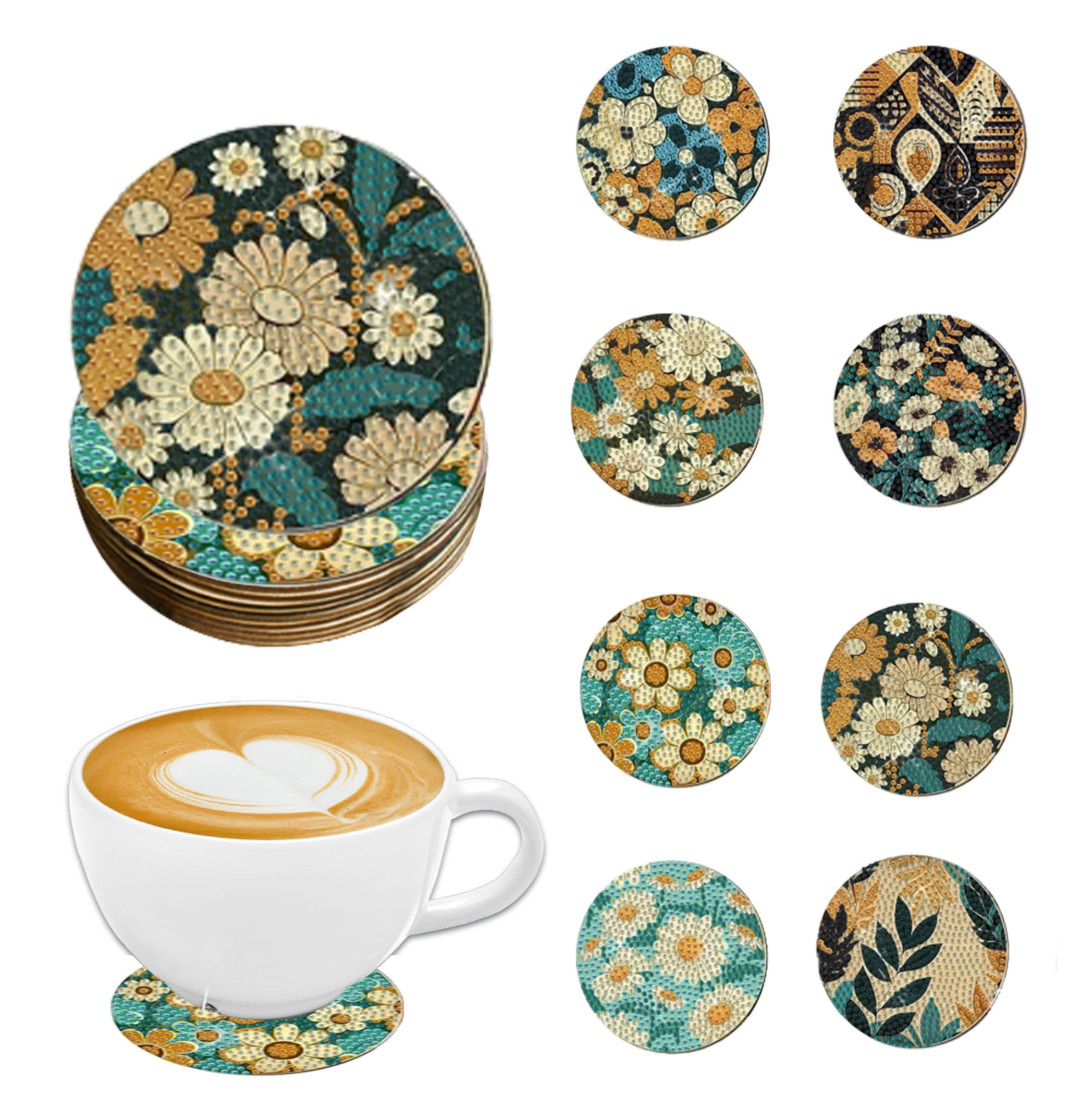 Woodworking Art - 8 pieces DIY diamond Painting art
