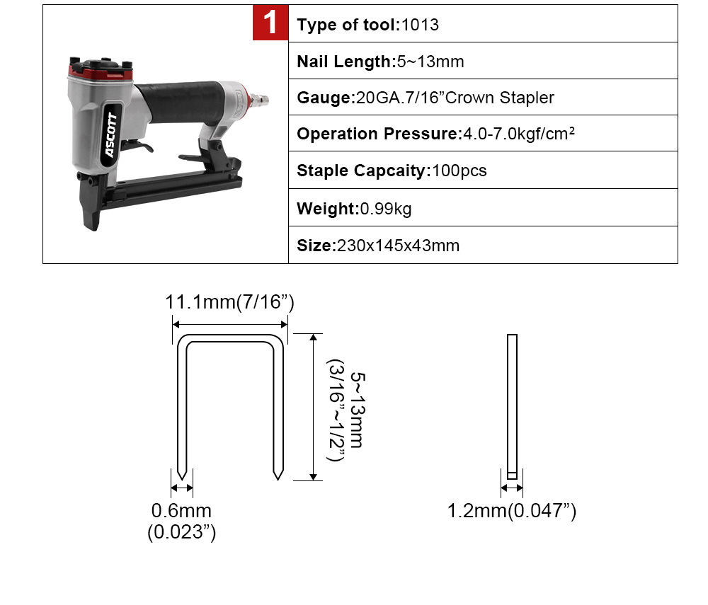 20GA 5-13mm 100pcs 1013j Indus - Woodworking Nail Gun avis et prix