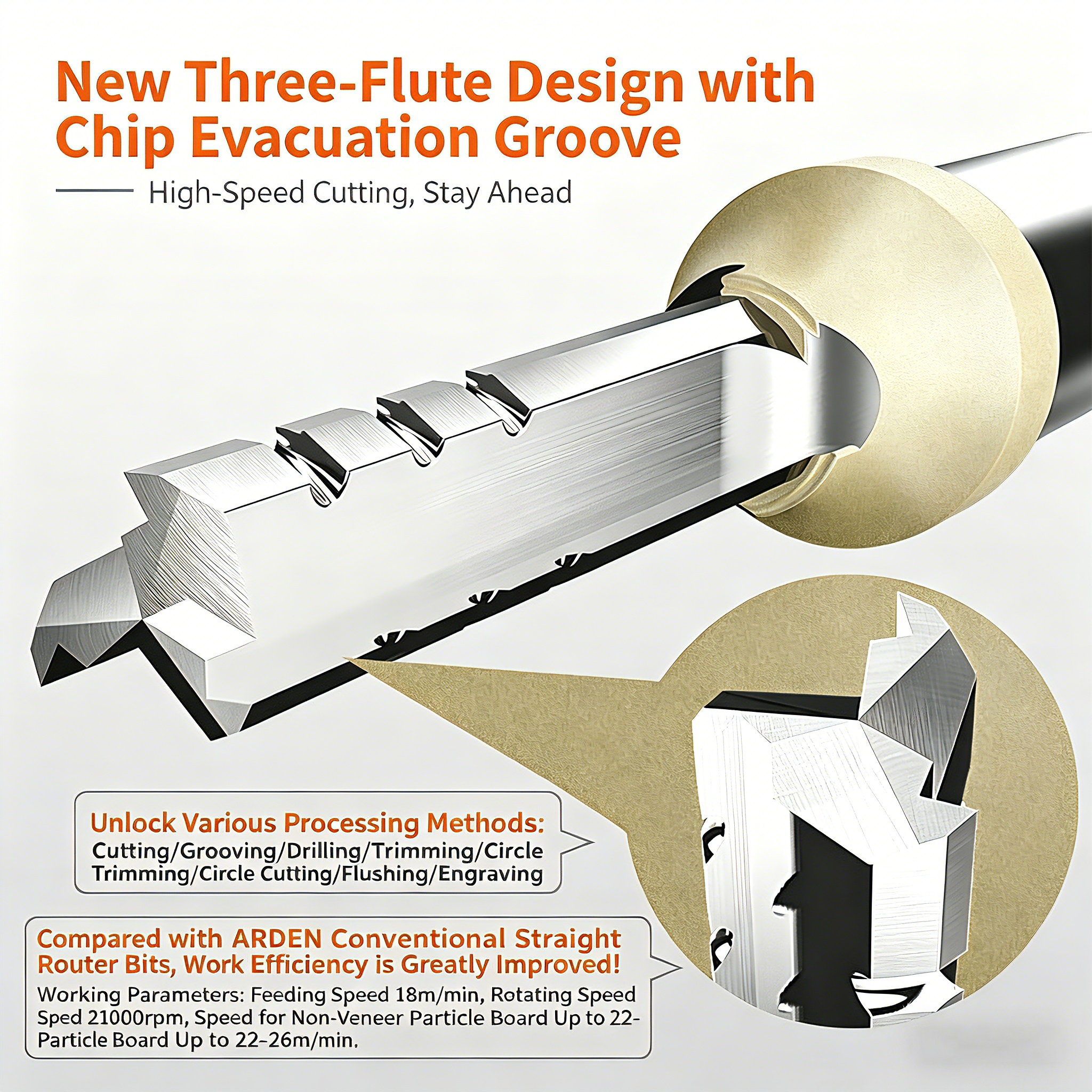 Arden 3 Flutes TCT Straight Ro - Woodworking Nc avis et prix