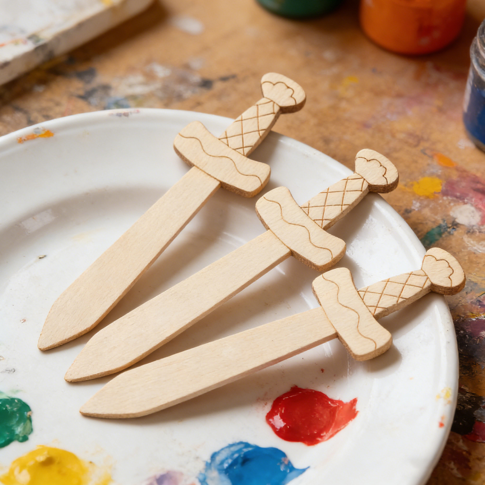 20Pcs Unfinished Wooden Swords - Woodworking Art avis et prix