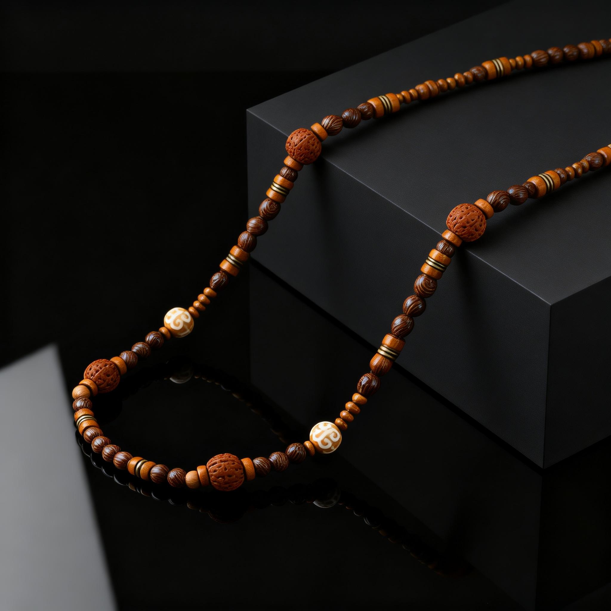 Fashion Walnut Wood Bead Neckl - Woodworking Nc avis et prix