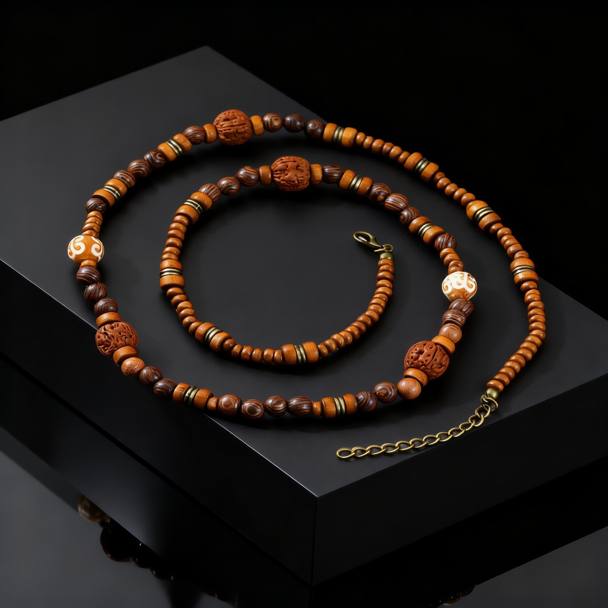 Fashion Walnut Wood Bead Neckl - Woodworking Nc avis et prix