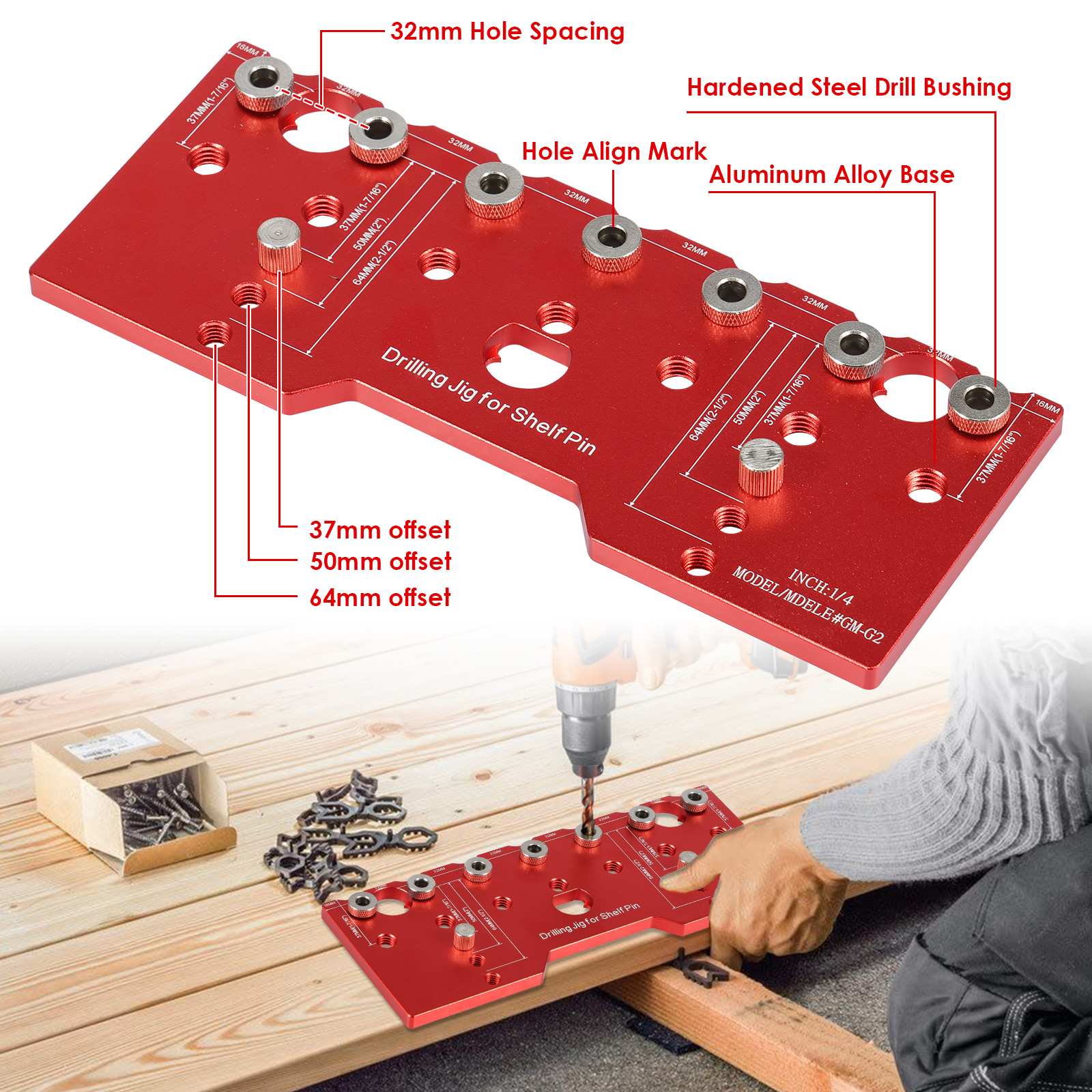 Shelf Pin Jig 1/4in Aluminum A - Woodworking Project Plans avis et prix