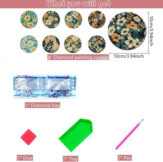 8 pieces DIY diamond Painting  - Woodworking Art avis et prix